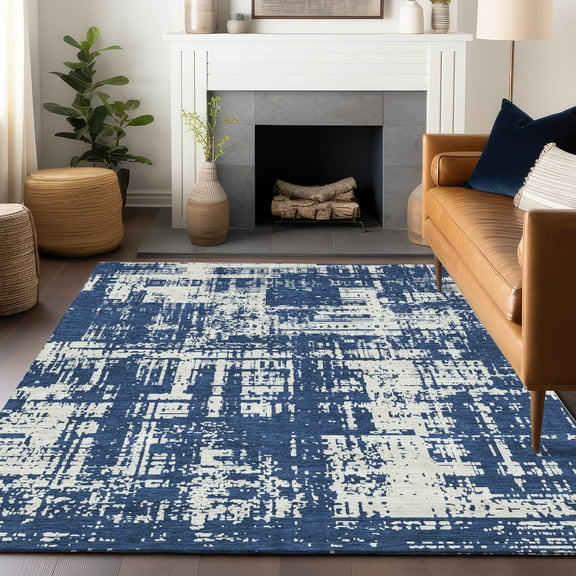 Addison Rugs Chantille Indoor/Outdoor Transitional Modern Navy Washable Rectangle Rug, 5' x 7'6"
