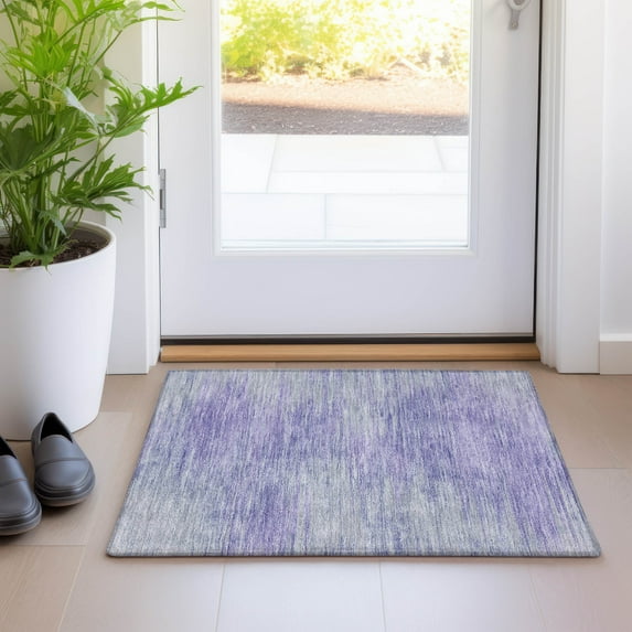 Addison Rugs Chantille Indoor/Outdoor Transitional Lines Plum Washable Rectangle Rug, 1'8" x 2'6"