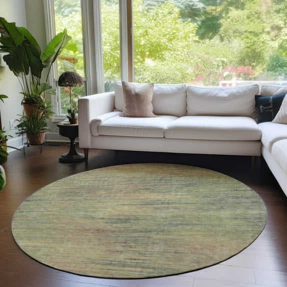Addison Rugs Chantille Indoor/Outdoor Transitional Lines Aloe Washable Round Rug, 8' x 8'