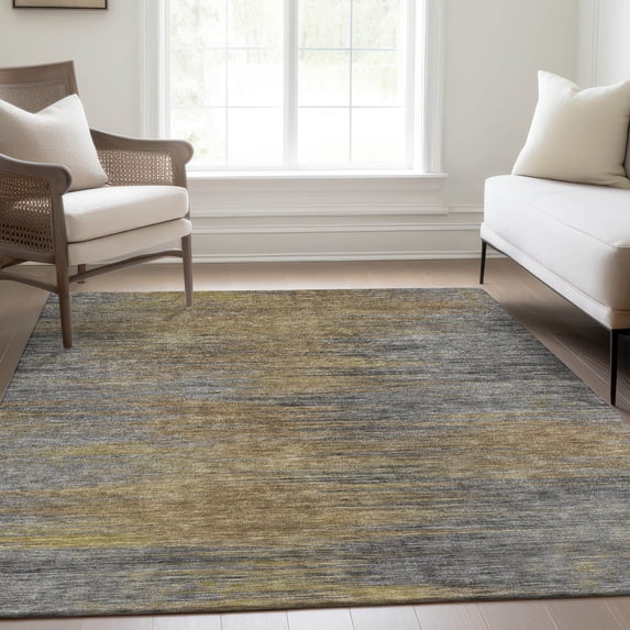 Addison Rugs Chantille Indoor/Outdoor Transitional Lines Brown Washable Rectangle Rug, 9' x 12'