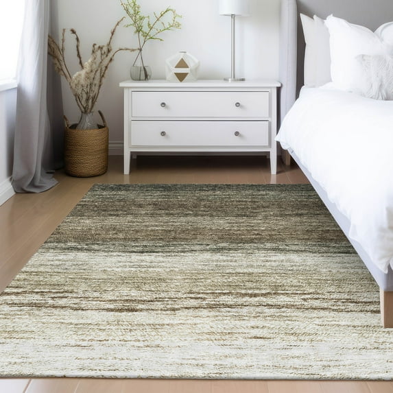 Addison Rugs Chantille Indoor/Outdoor Transitional Lines Brown Washable Rectangle Rug, 10' x 14'