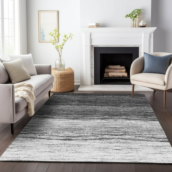 Addison Rugs Chantille Indoor/Outdoor Transitional Lines Gray Washable Rectangle Rug, 3' x 5'