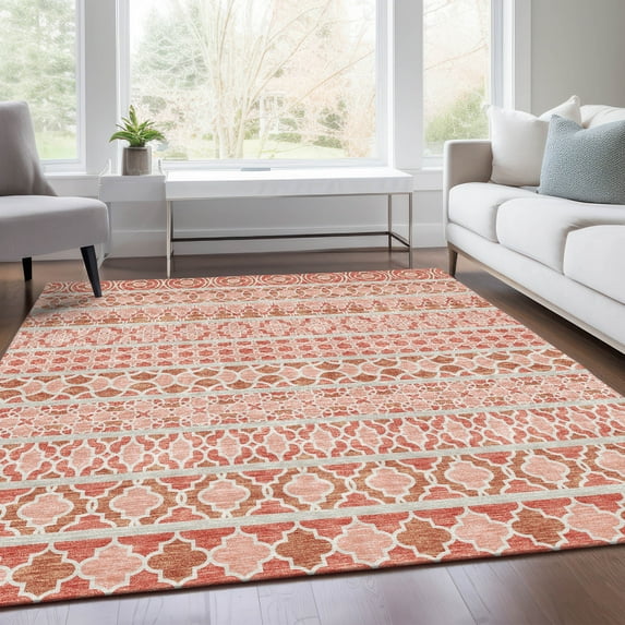 Addison Rugs Chantille Indoor/Outdoor Transitional Bohemian Salmon Washable Rectangle Rug, 3' x 5'