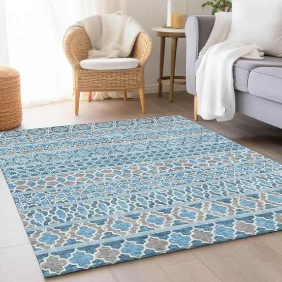 Addison Rugs Chantille Indoor/Outdoor Transitional Bohemian Sky Washable Rectangle Rug, 10' x 14'