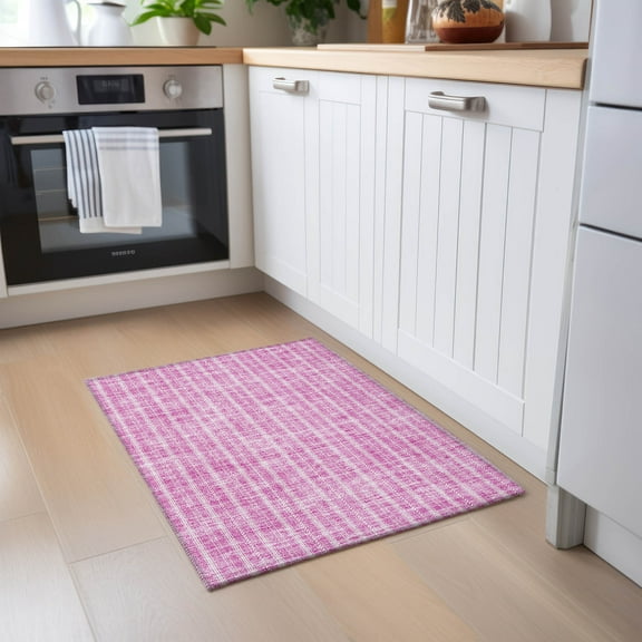 Addison Rugs Chantille Indoor/Outdoor Transitional Stripes Blush Washable Rectangle Rug, 1'8" x 2'6"