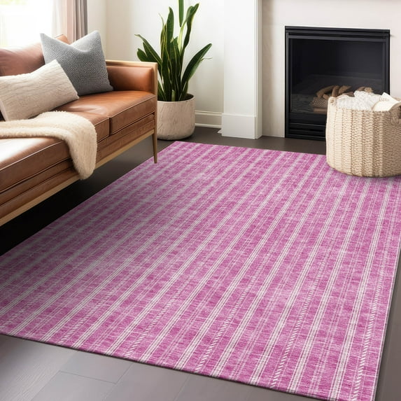 Addison Rugs Chantille Indoor/Outdoor Transitional Stripes Blush Washable Rectangle Rug, 2'6" x 3'10"