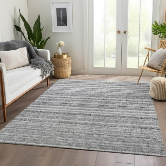 Addison Rugs Chantille Indoor/Outdoor Transitional Stripes Gray Washable Rectangle Rug, 3' x 5'