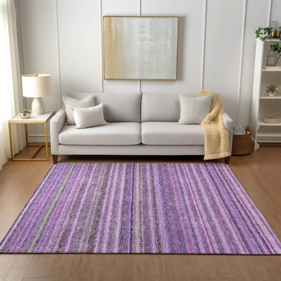 Addison Rugs Chantille Indoor/Outdoor Transitional Stripes Purple Washable Rectangle Rug, 5' x 7'6"