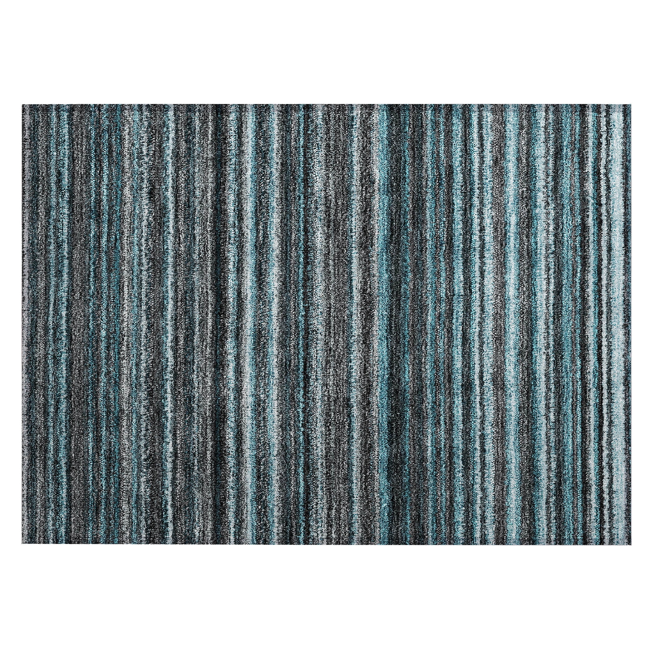 Teal and Gray Synthetic Machine Washable Rectangular Rug