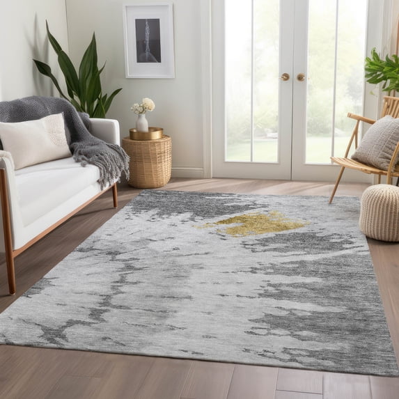 Addison Rugs Chantille Indoor/Outdoor Transitional Spiral Gray Washable Rectangle Rug, 5' x 7'6"