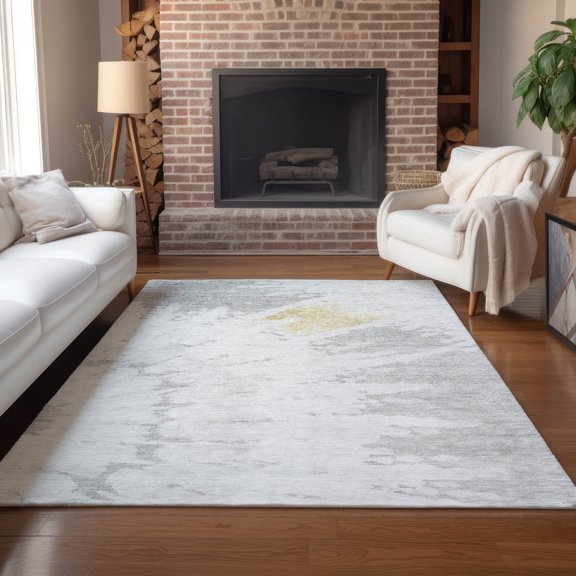 Addison Rugs Chantille Indoor/Outdoor Transitional Spiral Silver Washable Rectangle Rug, 3' x 5'