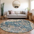 thumbnail image 1 of Addison Rugs Chantille Indoor/Outdoor Traditional Oriental Blue Washable Round Rug, 8' x 8', 1 of 6