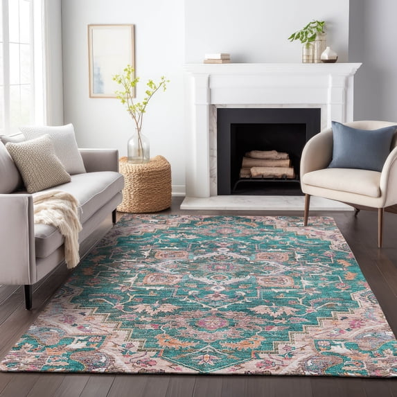 Addison Rugs Chantille Indoor/Outdoor Traditional Oriental Emerald Washable Rectangle Rug, 9' x 12'