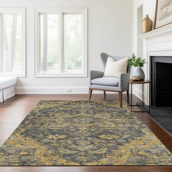 Addison Rugs Chantille Indoor/Outdoor Traditional Oriental Gray Washable Rectangle Rug, 5' x 7'6"