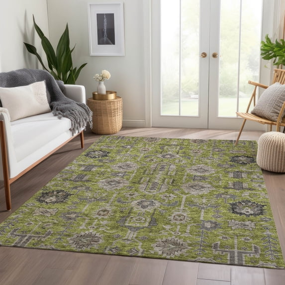 Addison Rugs Chantille Indoor/Outdoor Traditional Oriental Olive Washable Rectangle Rug, 10' x 14'