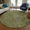 thumbnail image 1 of Addison Rugs Chantille Indoor/Outdoor Traditional Oriental Olive Washable Round Rug, 8' x 8', 1 of 6
