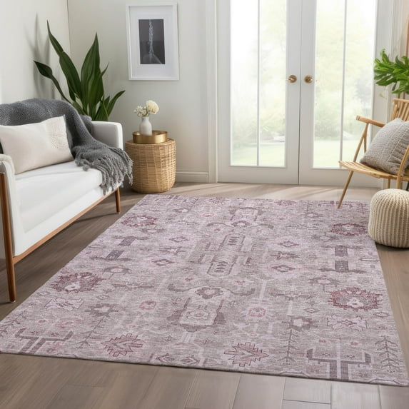 Addison Rugs Chantille Indoor/Outdoor Traditional Oriental Pink Washable Rectangle Rug, 5' x 7'6"