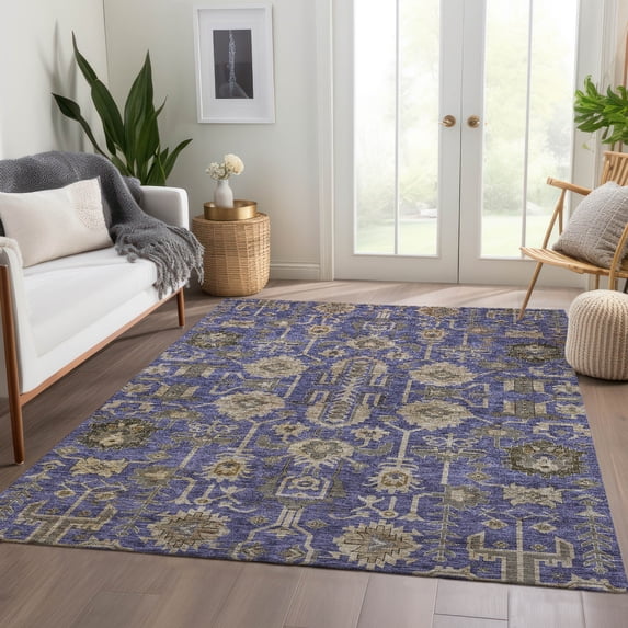 Addison Rugs Chantille Indoor/Outdoor Traditional Oriental Purple Washable Rectangle Rug, 8' x 10'