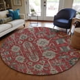 thumbnail image 1 of Addison Rugs Chantille Indoor/Outdoor Traditional Oriental Red Washable Round Rug, 8' x 8', 1 of 6