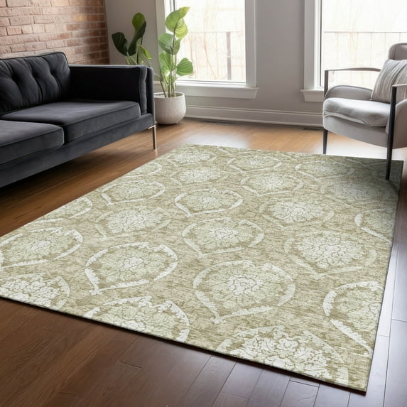 Addison Rugs Chantille Indoor/Outdoor Transitional Medallions Tan Washable Rectangle Rug, 3' x 5'