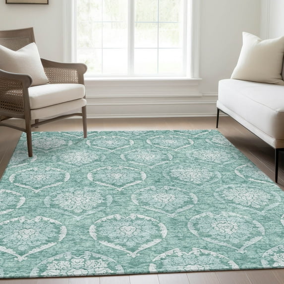 Addison Rugs Chantille Indoor/Outdoor Transitional Medallions Turquoise Washable Rectangle Rug, 3' x 5'