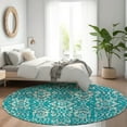 thumbnail image 1 of Addison Rugs Chantille Indoor/Outdoor Transitional Floral Teal Washable Round Rug, 8' x 8', 1 of 6