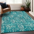 thumbnail image 1 of Addison Rugs Chantille Indoor/Outdoor Transitional Floral Teal Washable Rectangle Rug, 9' x 12', 1 of 6