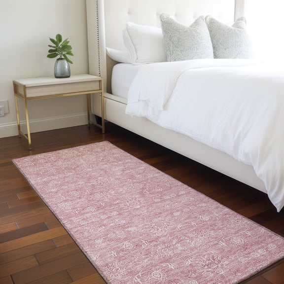 Addison Rugs Chantille Indoor/Outdoor Transitional Floral Blush Washable Runner Rug, 2'3" x 7'6"