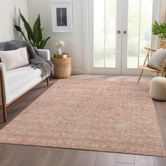 Addison Rugs Chantille Indoor/Outdoor Transitional Floral Coral Washable Rectangle Rug, 3' x 5'