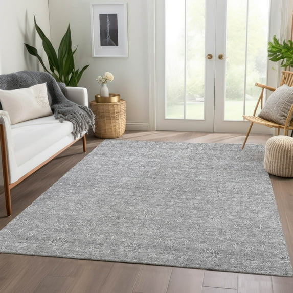 Addison Rugs Chantille Indoor/Outdoor Transitional Floral Gray Washable Rectangle Rug, 8' x 10'