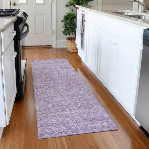 Addison Rugs Chantille Indoor/Outdoor Transitional Floral Lavender Washable Runner Rug, 2'3" x 7'6"