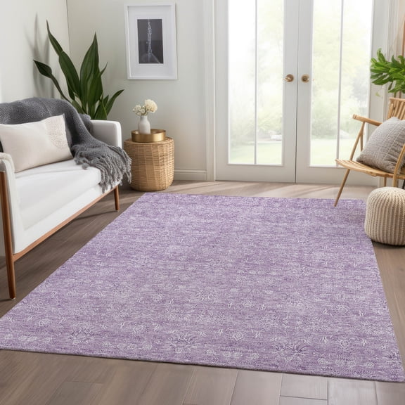 Addison Rugs Chantille Indoor/Outdoor Transitional Floral Lavender Washable Rectangle Rug, 3' x 5'