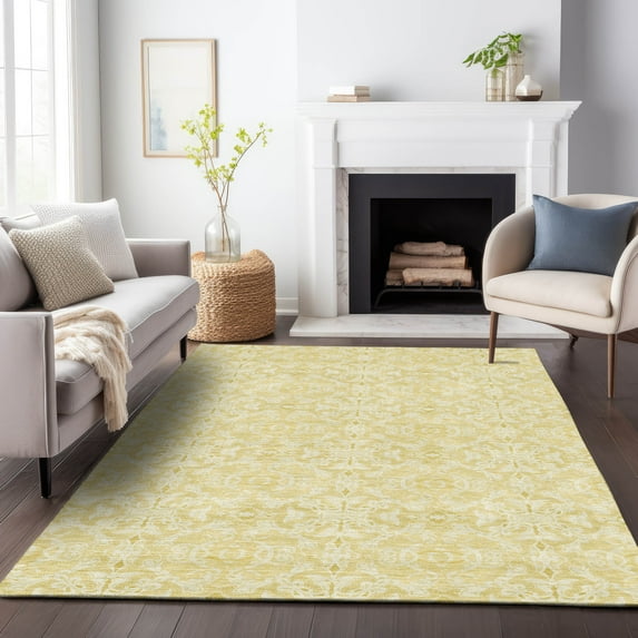 Addison Rugs Chantille Indoor/Outdoor Transitional Medallions Gold Washable Rectangle Rug, 3' x 5'