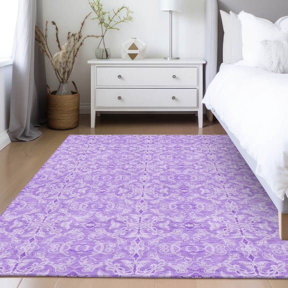 Addison Rugs Chantille Indoor/Outdoor Transitional Medallions Lavender Washable Rectangle Rug, 8' x 10'