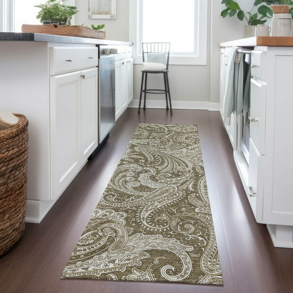 Addison Rugs Chantille Indoor/Outdoor Transitional Paisley Chocolate Washable Runner Rug, 2'3" x 7'6"