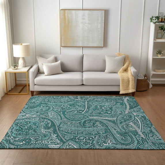 Addison Rugs Chantille Indoor/Outdoor Traditional Paisley Teal Washable Rectangle Rug, 2'6" x 3'10"