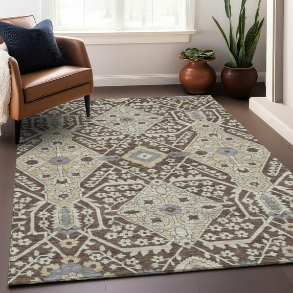 Addison Rugs Chantille Indoor/Outdoor Transitional Diamonds Chocolate Washable Rectangle Rug, 9' x 12'