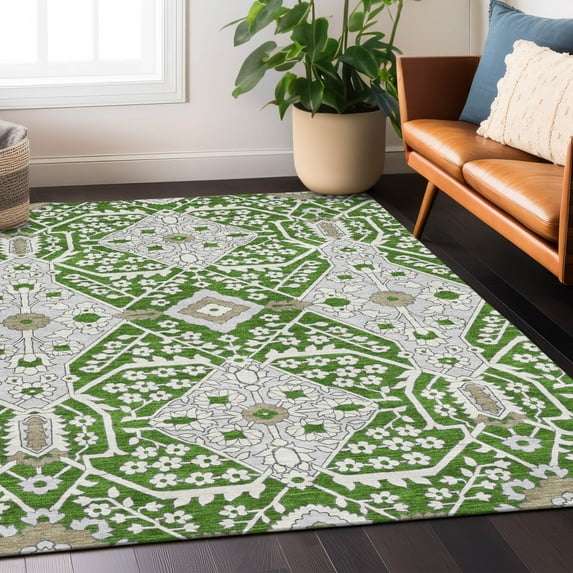 Addison Rugs Chantille Indoor/Outdoor Transitional Diamonds Green Washable Rectangle Rug, 2'6" x 3'10"