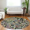 thumbnail image 1 of Addison Rugs Chantille Indoor/Outdoor Transitional Paisley Black Washable Round Rug, 8' x 8', 1 of 6