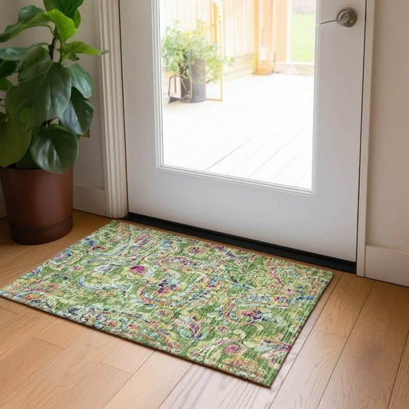Addison Rugs Chantille Indoor/Outdoor Transitional Paisley Fern Washable Rectangle Rug, 1'8" x 2'6"