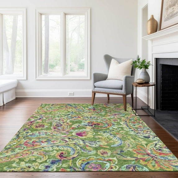 Addison Rugs Chantille Indoor/Outdoor Transitional Paisley Fern Washable Rectangle Rug, 8' x 10'