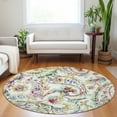 thumbnail image 1 of Addison Rugs Chantille Indoor/Outdoor Transitional Paisley Ivory Washable Round Rug, 8' x 8', 1 of 6