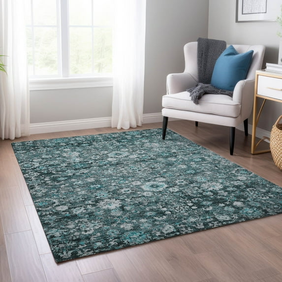 Addison Rugs Chantille Indoor/Outdoor Traditional Oriental Teal Washable Rectangle Rug, 3' x 5'