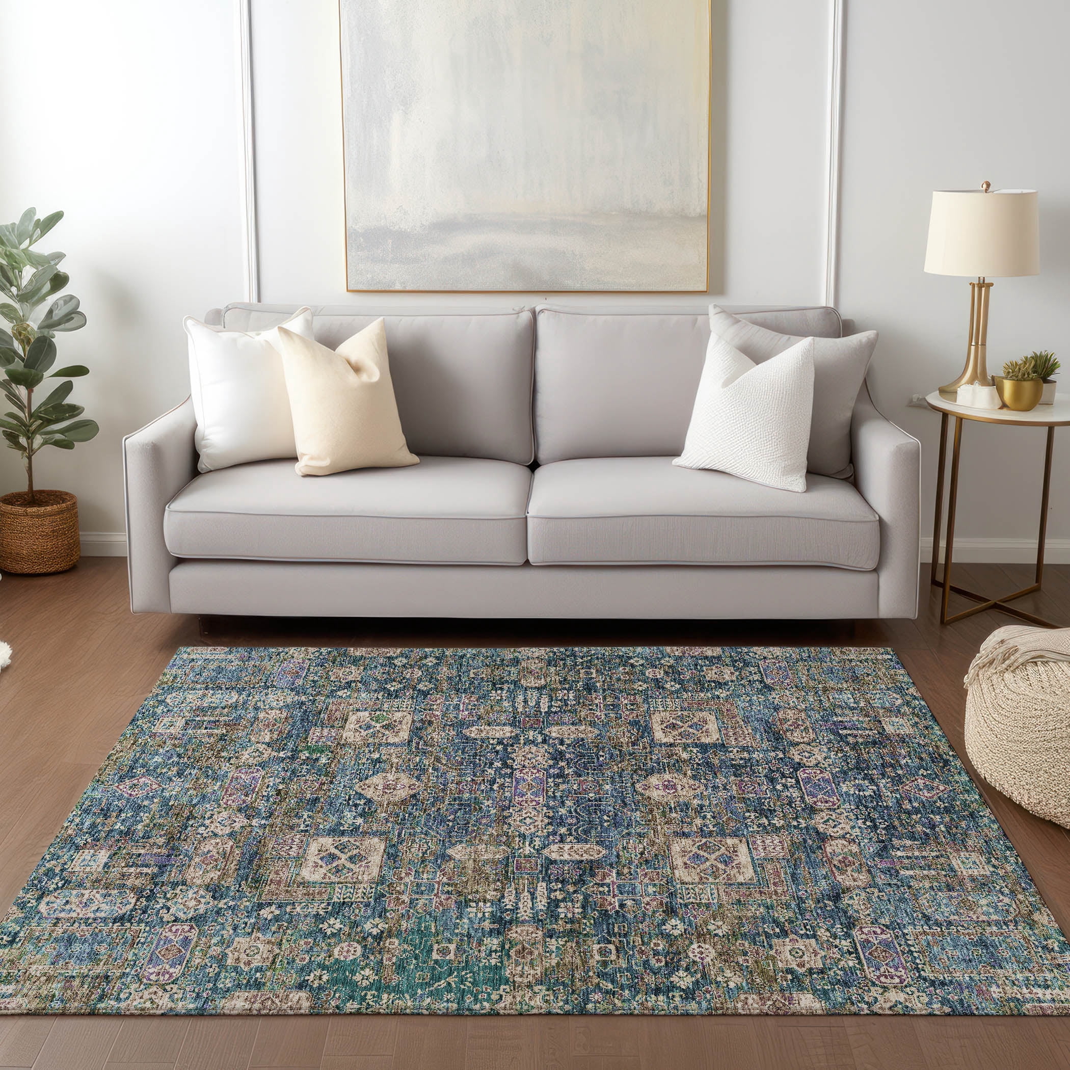 Panel Design Rug Addison Rugs Chantille Indoor/Outdoor Transitional Panel Green Washable ...