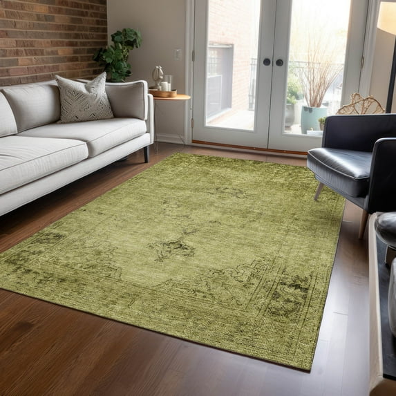 Addison Rugs Chantille Indoor/Outdoor Traditional Oriental Khaki Washable Rectangle Rug, 9' x 12'