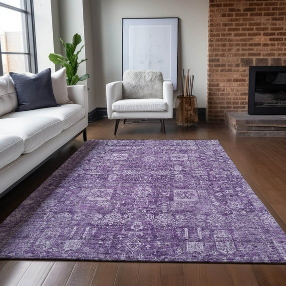 Addison Rugs Chantille Indoor/Outdoor Transitional Panel Purple Washable Rectangle Rug, 8' x 10'