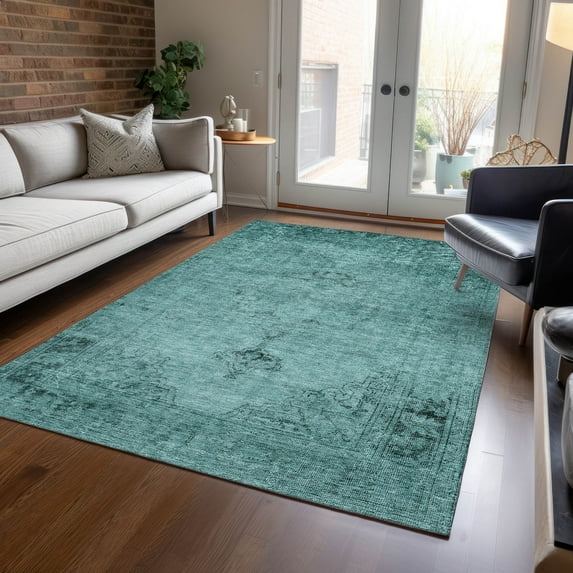 Addison Rugs Chantille Indoor/Outdoor Traditional Oriental Teal Washable Rectangle Rug, 10' x 14'