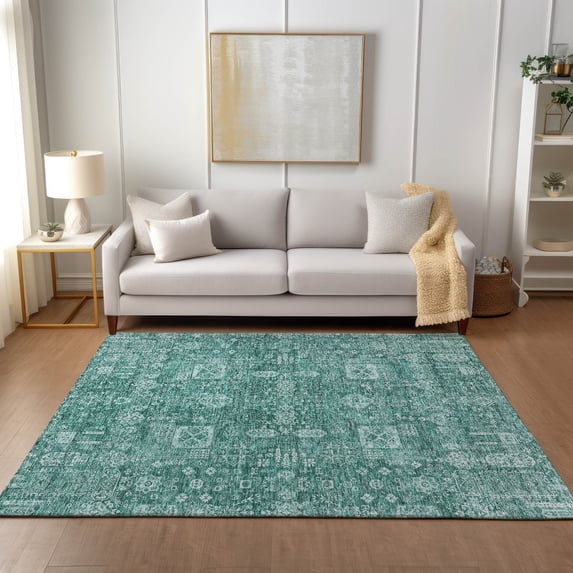 Addison Rugs Chantille Indoor/Outdoor Transitional Panel Teal Washable Rectangle Rug, 5' x 7'6"