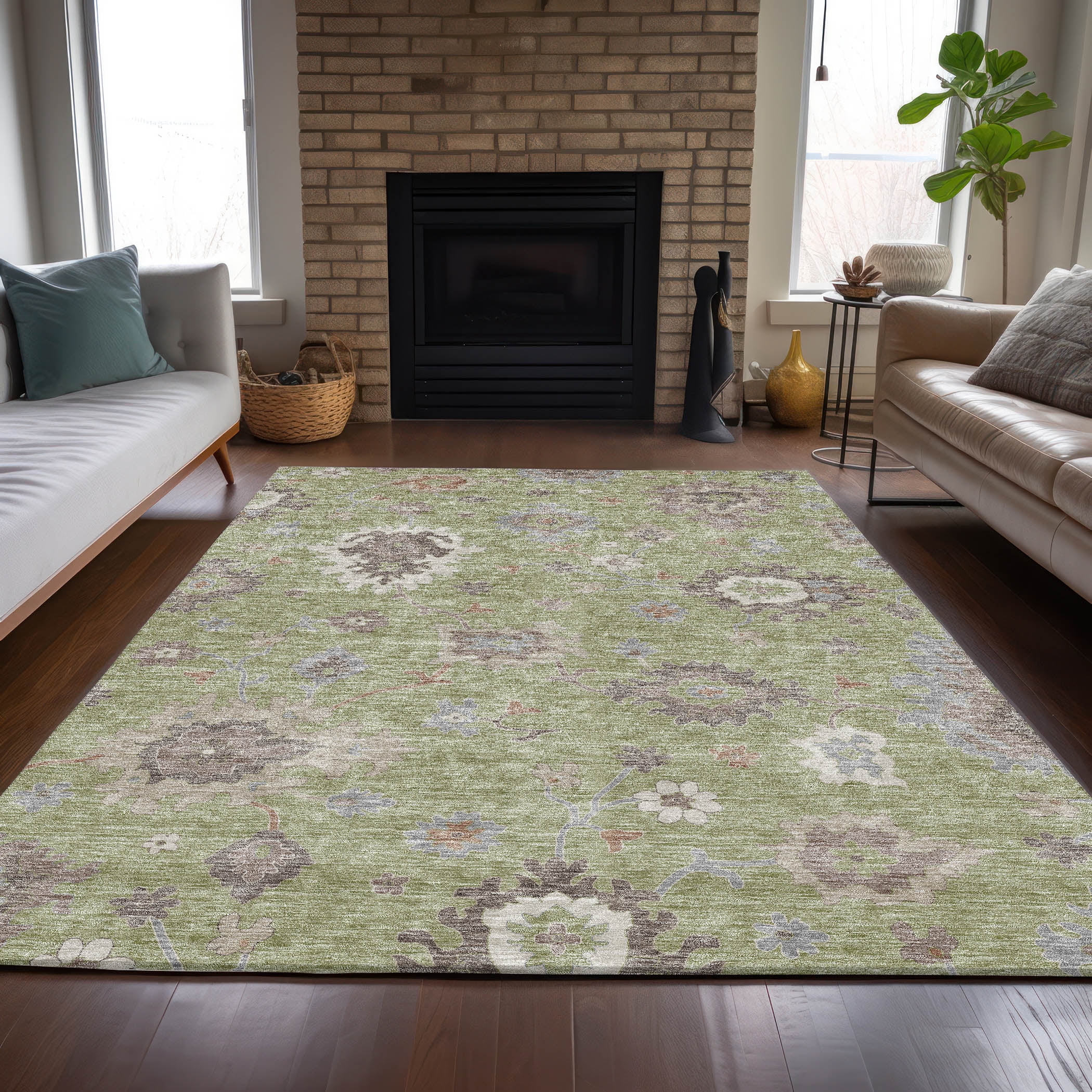 Addison Rugs Chantille Indoor/Outdoor Traditional Oushak Aloe Washable Rectangle Rug, 9' x 12'