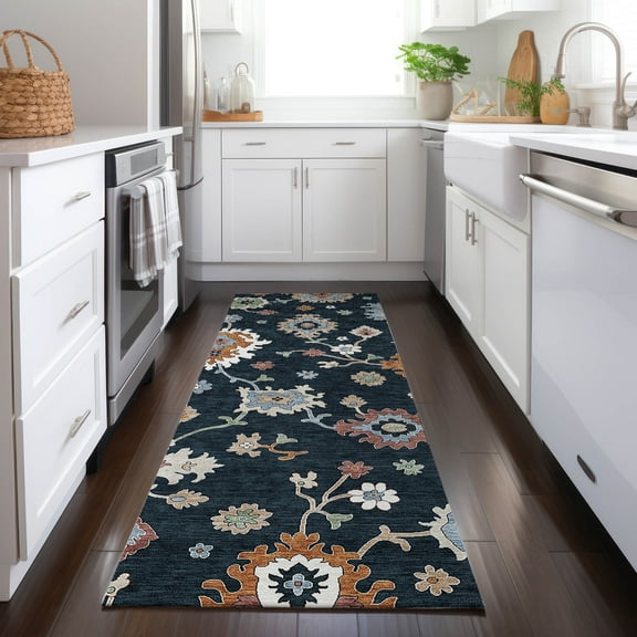 Addison Rugs Chantille Indoor/Outdoor Traditional Oushak Black Washable Runner Rug, 2'3" x 7'6"